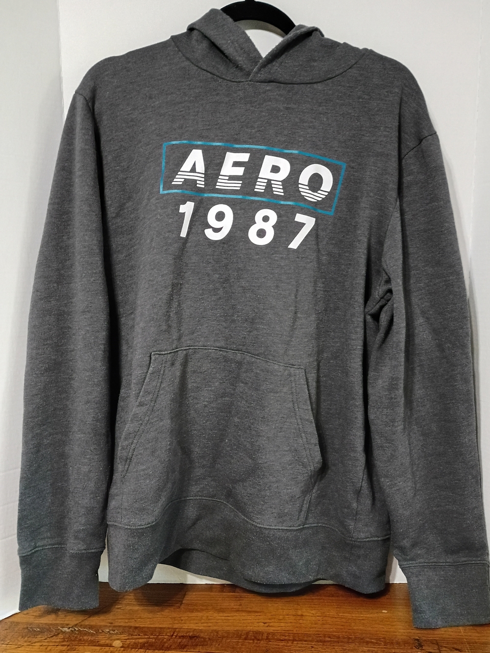Aeropostale Gray Hoodie with White & Teal Logo